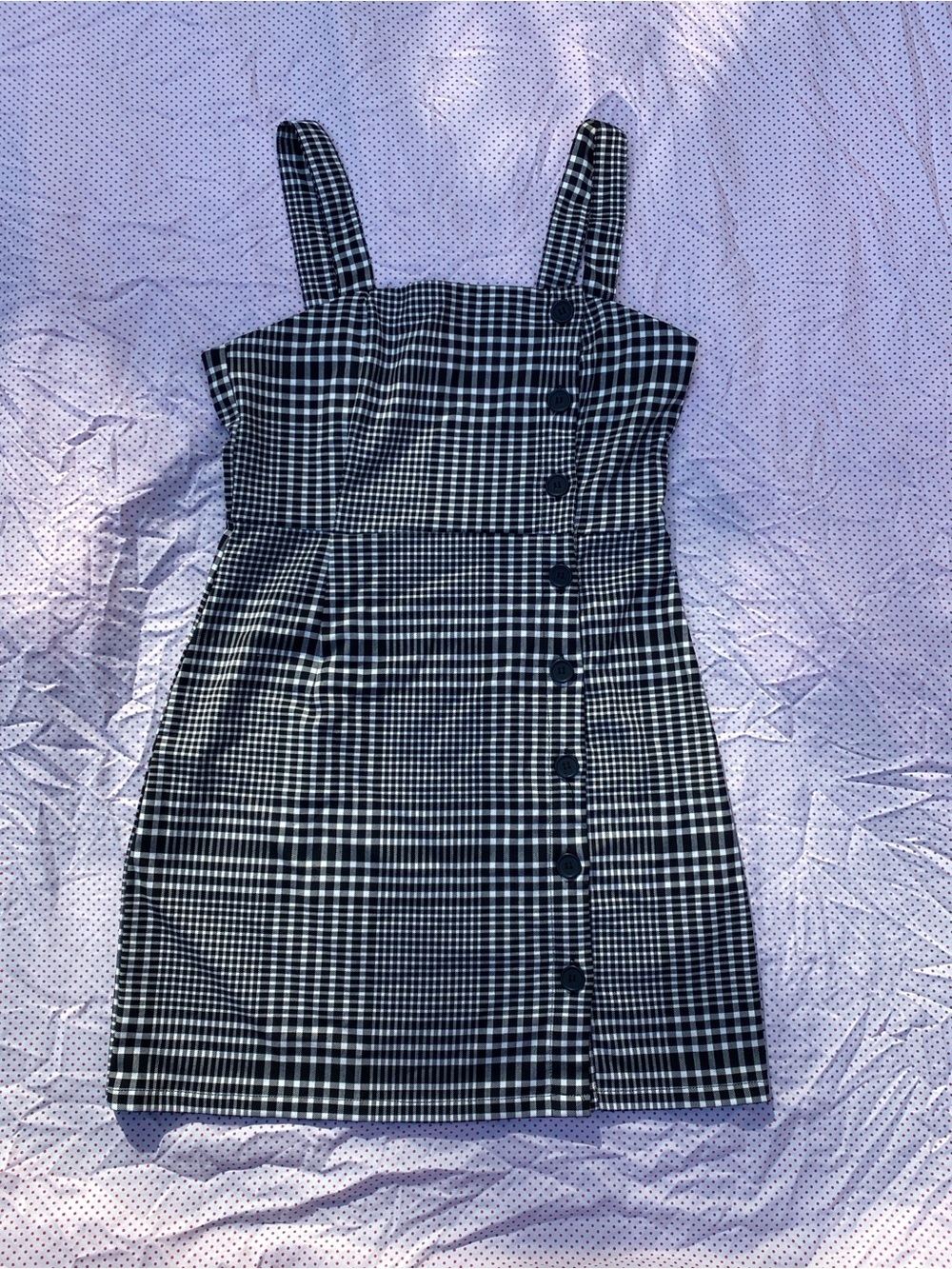 H&M Black and White Plaid Button-Front Sundress